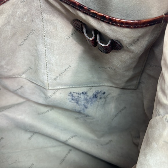 SOLD!! Lg Duxbury Dome Croc Embossed Leather Satchel Shoulder Bag W/Strap/Cover - Picture 5 of 16